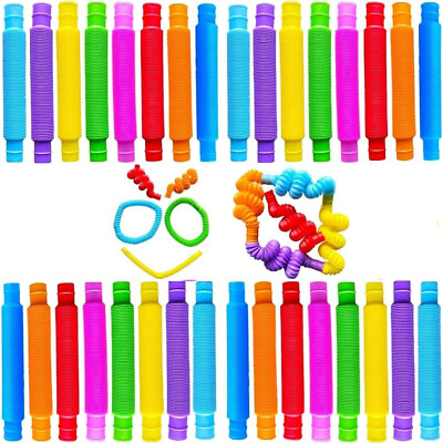 #ad 32Pack Pop Tubes Fidget Tubes for Children and Adult Sensory Fidget Toy Set for $9.99