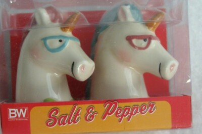 #ad NEW SEALED BW Boston Warehouse Unicorn Glasses Salt and Pepper Shaker 2.5” Funny $16.99