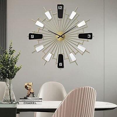 #ad 21.6 Inch Metal Mid Century Wall Clock for Living Room Decor Golden Wall Clock $54.99