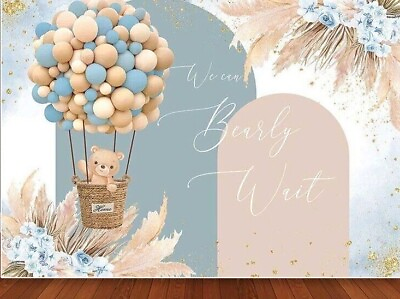 #ad Baby Shower Welcome Party Photo Backdrop Bear Balloon Decor Background Banner $16.80