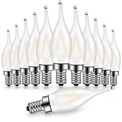 #ad 12 Pack Frosted LED Candelabra Bulbs Night Light Bulb 15 Watt Equivalent 1.5... $37.86