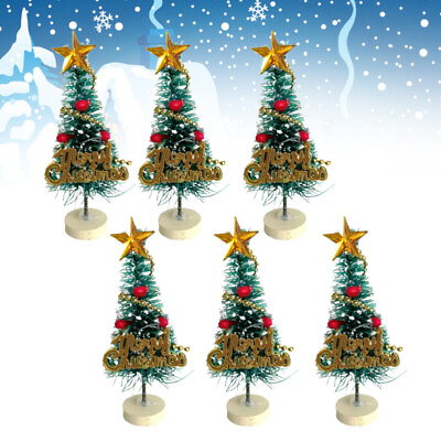 #ad 6pcs Mini Desk Christmas Tree Holiday Table Decorations Tiny Xmas Tree $10.25