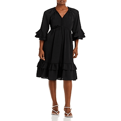 #ad Kobi Halperin Women#x27;s Bryant Tiered Ruffle Midi Dress Black M $199.00