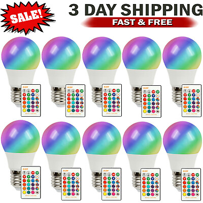 #ad 10 PACK 16 Colorful RGBW LED Light Bulb Bright Party Disco Club Lamp w Remote $23.72