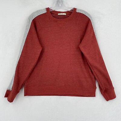 #ad Marine Layer Sweatshirt Pullover Womens Medium M Red Gray Stripe Sleeve Jumper $19.99