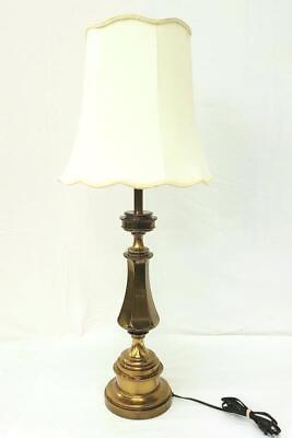 #ad Vintage Heavy Brass Gold Tone 35.5in Table Lamp with Shade Replaced Bulb Socket $75.99