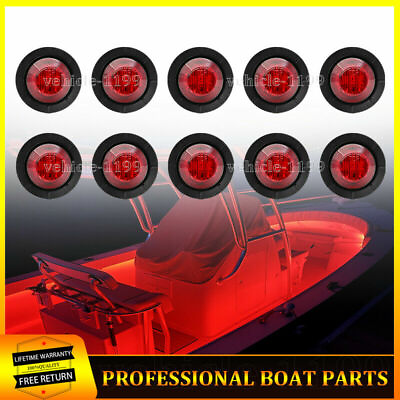 #ad 10x 3 4quot;Round Red LED Marine Boat Interior Courtesy Lights Deck Starboard Light $11.97