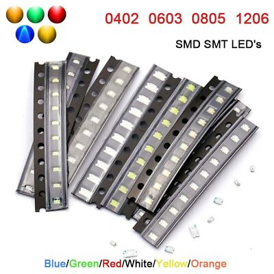 #ad SMD SMT LED#x27;s Type 0402 0603 0805 1206 Blue Green Red White Yellow Orange $3.88
