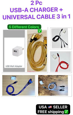 #ad USB A CABLE 3 1 FAST CHARGER FOR ALL IPHONE 15 14 13 SAMSUNG ANDROID 5 COLOR $7.45