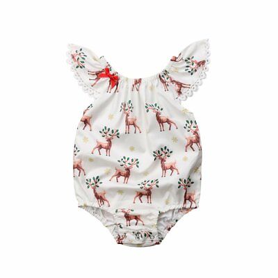 #ad Bilo Cute Baby Girls Xmas Deer Sleeveless Romper Deer Jumpsuit Outfits Clothes S $12.99