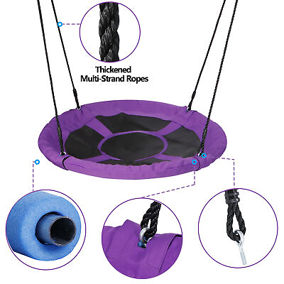 #ad Durable 40quot; Saucer Tree Swing Adjustable Rope Swing Platform Purple Patio Swing $35.58