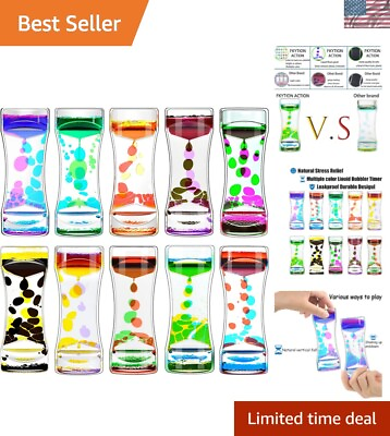 #ad Colorful Liquid Motion Bubbler Timer Pack of 10 Calming Sensory Fidget Toys $57.99