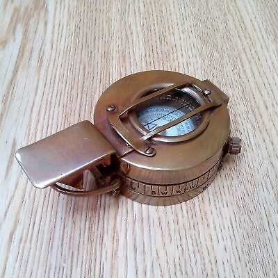 #ad Antique Nautical Brass Military Prismatic Compass Vintage Collectible GBP 20.59