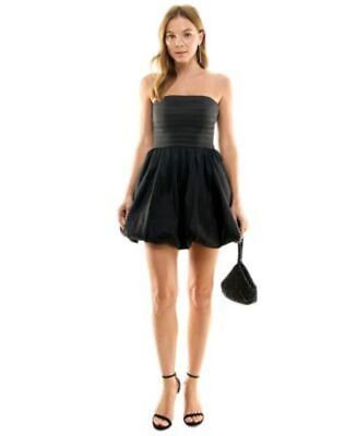#ad New B Darlin Women#x27;s Pleated Bodice Bubble Black Dress Juniors Size 7 8 $17.99