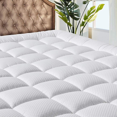 #ad Bedding Quilted Fitted Queen Mattress Pad Cooling Breathable Fluffy Soft Mattres $46.36