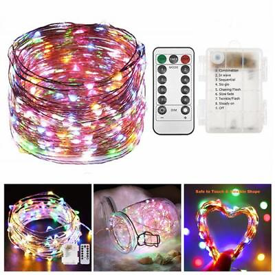 #ad 50 300 LEDs Battery Operated Mini LED Copper Wire String Fairy Lights Remote $15.63