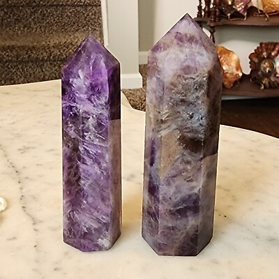 #ad Lot of 2 Crystal Purple Fluorite Column Pillars $16.00