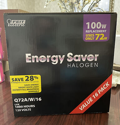 #ad New Feit Electric 100w Halogen Light Bulbs. 16 pack. Q72A W 16 $16.99