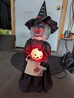 #ad Vintage 1987 Telco Motionettes Animated Light Witch Pumpkin Halloween Works 24”t $79.00