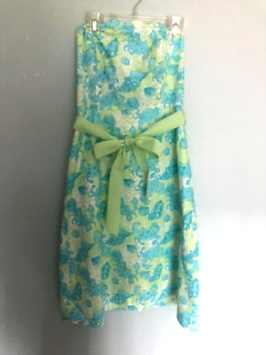 #ad Lilly Pulitzer Sea Shells Crabs Beach Scalloped Strapless Dress size 2 $45.00