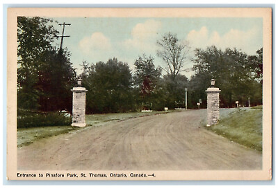 #ad c1940s Lamp at Entrance Pinafore Park St. Thomas Ontario Canada Postcard $9.72