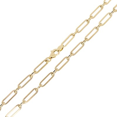 #ad Italian 14k Yellow Gold Hollow Paper Clip Chain Necklace 21.75quot; 3.2mm 4.2 grams $336.04