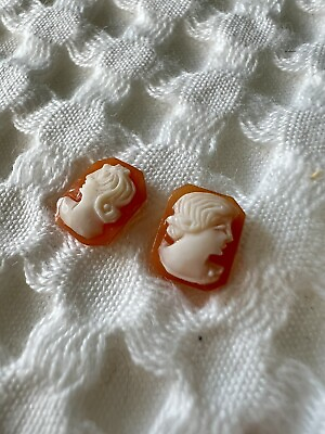 #ad Stunning Antique Shell Cameo Earrings Pieces B $49.00