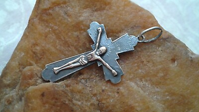 #ad VINTAGE or ANTIQUE CATHOLIC SOLID STERLING SILVER FINE CRUCIFIX PENDANT $29.00