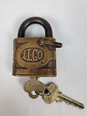 #ad Vintage ILCO Brass Padlock With Keys Works $24.95