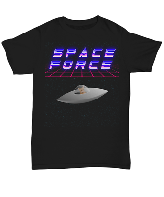 #ad Space Force Cat In A UFO Unisex Tee $22.50