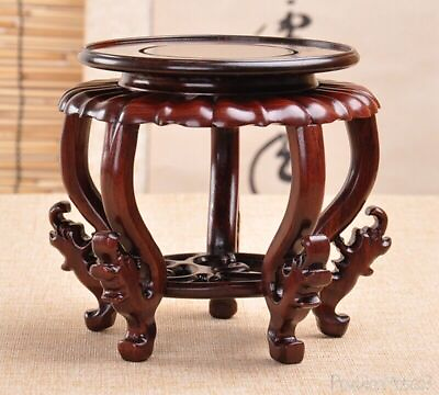 #ad Rosewood Round Display Rack Chinese Red Suan Zhi Craft Art Statue Antique Stand $110.05