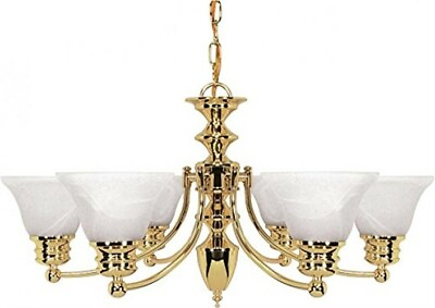 #ad 6 Light Chandelier with Alabaster Glass Polished Brass Finish SATCO 60 357 $257.99