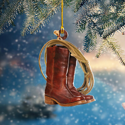 #ad Cowboy Cowgirl Boots Flat Christmas Ornament Western Hanging Ornament Gift $19.99