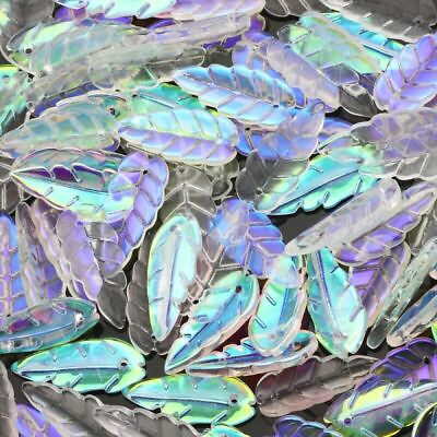 #ad 1pack lot Pointed Leaf Glass Beads 23x10mm Long Leaves Crystal Bead Jewelry Maki $14.39