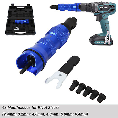 #ad Electric Rivet Nut Gun Adapter Cordless Riveting Tool Insert Nut Drill Tool Kit $37.05