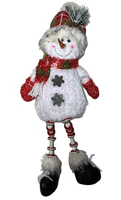 #ad Snowman Christmas Table Decor Glitter Shelf Snowman Plush $15.00