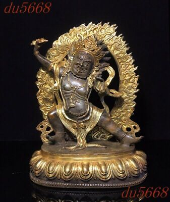 #ad 9#x27;#x27; Tibetan bronze Gilt Vajra Dorje Phurpa Mahakala Wrathful Deity Buddha Statue $231.00