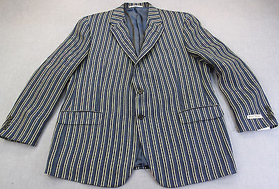 #ad Hickey Freeman LINDSEY USA Blue Stripe Linen Sportcoat Blazer NWT 40 Long $1095 $299.99