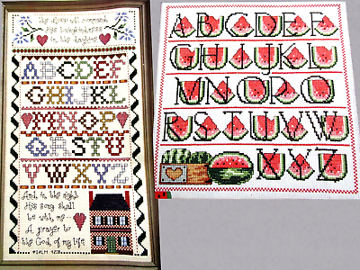 #ad Algerian Eye Alphabet Sampler Watermelon Alphabet A to Z CROSS STITCH PATTERNS $3.99