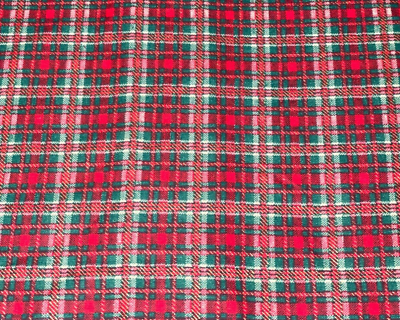 #ad 2 3 YD Red amp; Green Plaid Cotton Quilt Fabric Vintage by Peter Pan 25quot; X44quot; $4.90