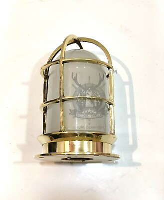 #ad Antique Victorian Style Brass Bulkhead Nautical Light with White Glass Lot of 2 $192.00
