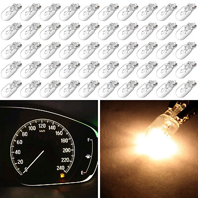 #ad 50pcs W5W T10 Warm White Halogen Bulbs License Instrument Cluster Lights 12V $8.96
