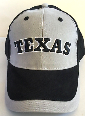#ad Texas Baseball Cap Hat Two Tone Black amp; Grey Embroidered Adjustable $17.97
