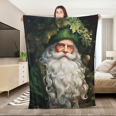 #ad Green Santa Painting Ultra Soft Micro Fleece Blanket For Home Decor $71.99