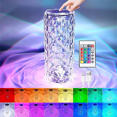#ad Cordless Table Lamp Crystal Table Lamp with Touch Control Table Light with USB R $23.74