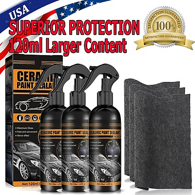 #ad #ad 120ML 3 in 1 High Protection Quick Car Coat Ceramic Coating Spray Hydrophobic US $8.99