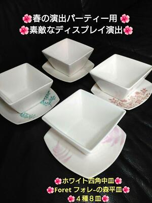 #ad Choose From 4 Types Of Flat Plates White Square Medium Plate Foret 2 $128.40