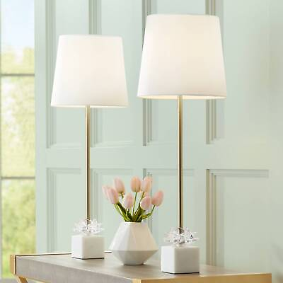 #ad Phoebe Modern Buffet Table Lamps 28 1 2quot; Tall Set of 2 Gold Metal Living Room $99.99