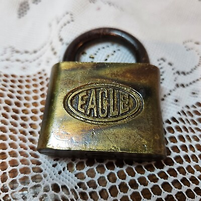 #ad Antique Eagle Brass Padlock no key Pat Oct 22 1912 Clean Collectible $14.99