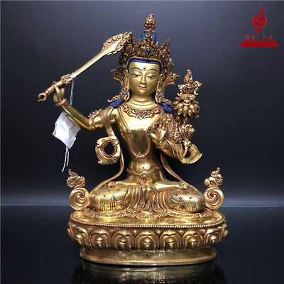 #ad 13#x27;#x27; Tibet Nepal Manjushri Buddha Bronze Statue $3043.00